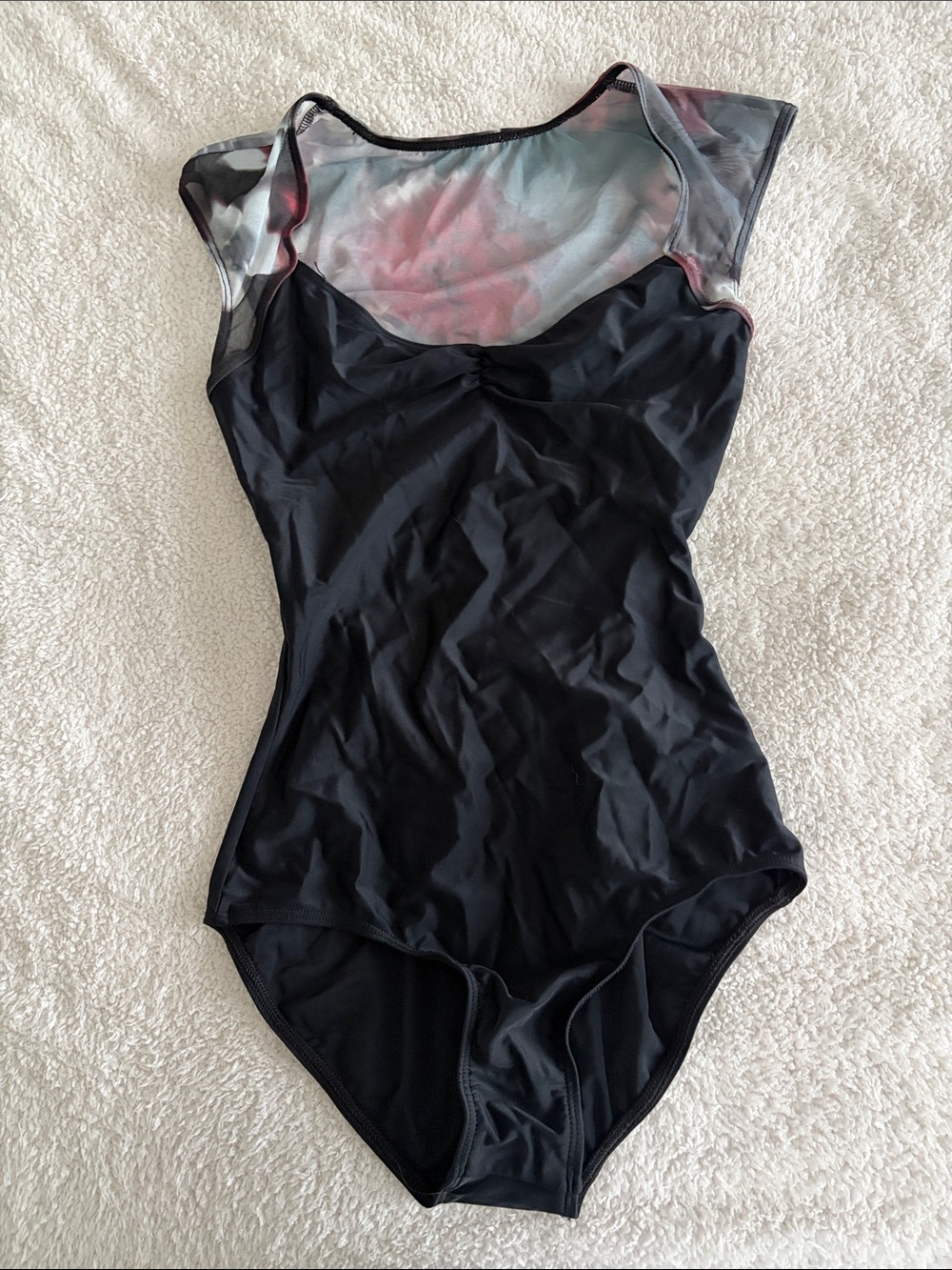 Black Mesh-Accent Women's Leotard